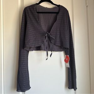 Cider Dark Gray Textured Blouse